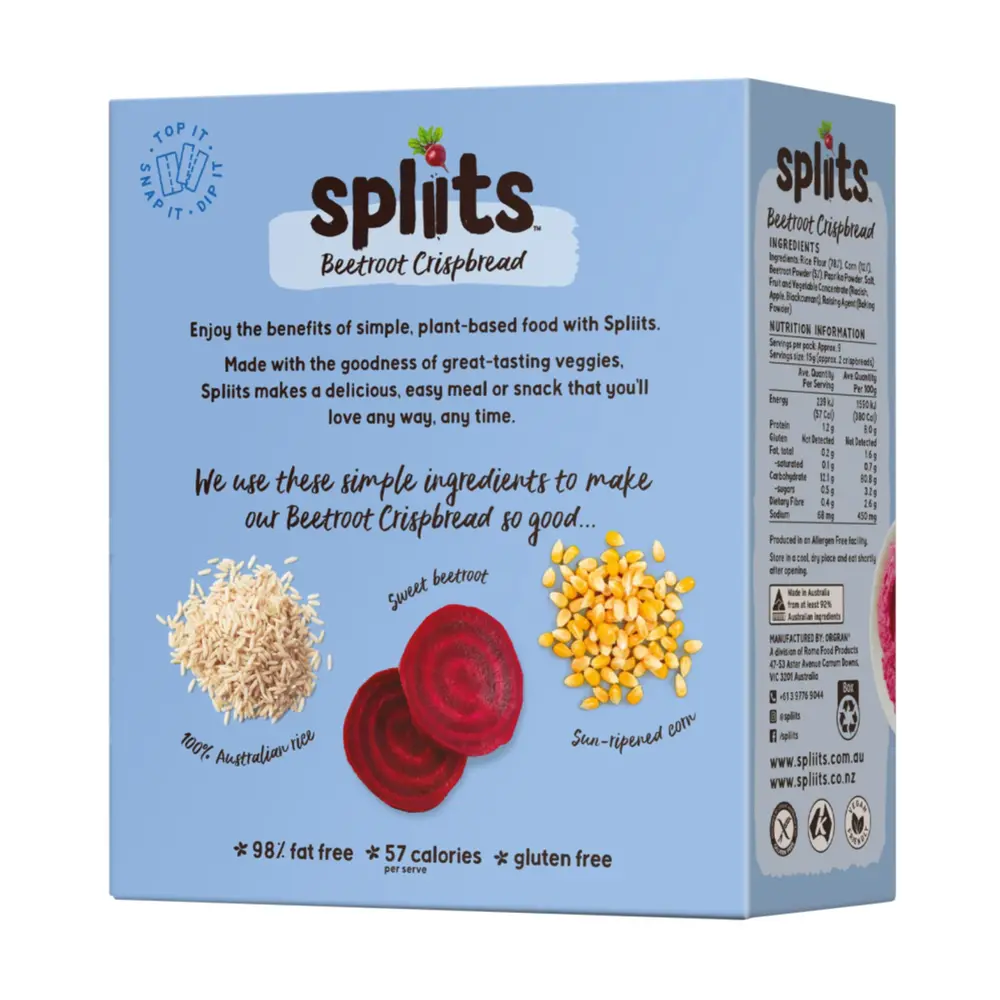 Bánh Củ Dền Giòn, Beetroot Crispbread, Gluten Free (125g) - SPLIITS